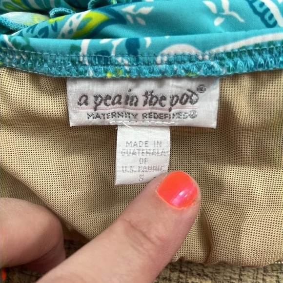 A Pea In The Pod Blue Green Patterned Halter Tankini Top Womens Small Padded - Picture 6 of 6